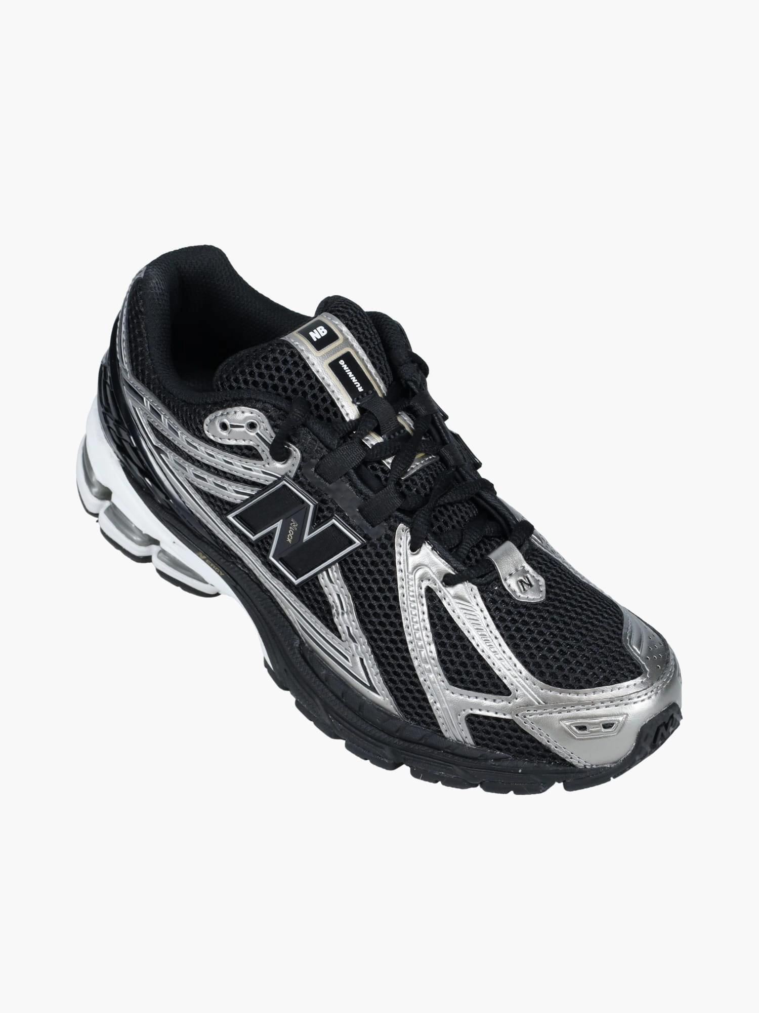 Heel To Flat Shoes 1906r Black Silver mesh Leather