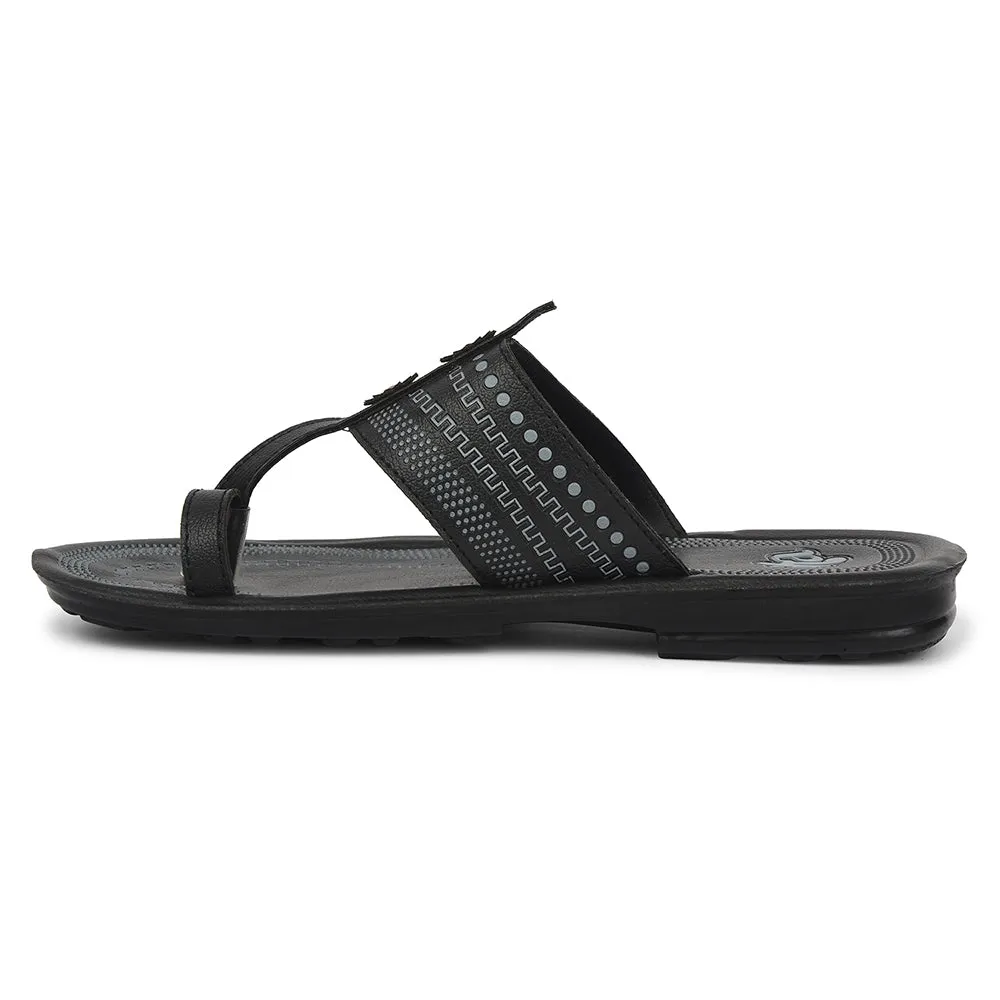 A-HA Black Casual Flat Sandal For Men MPU-62 By Liberty Close Toe Sandals