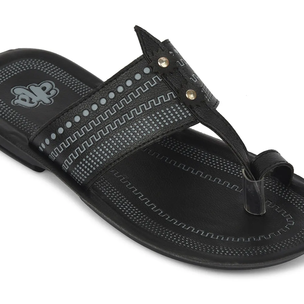 6pm Sandals A-HA Black Casual Flat Sandal For Men MPU-62 By Liberty