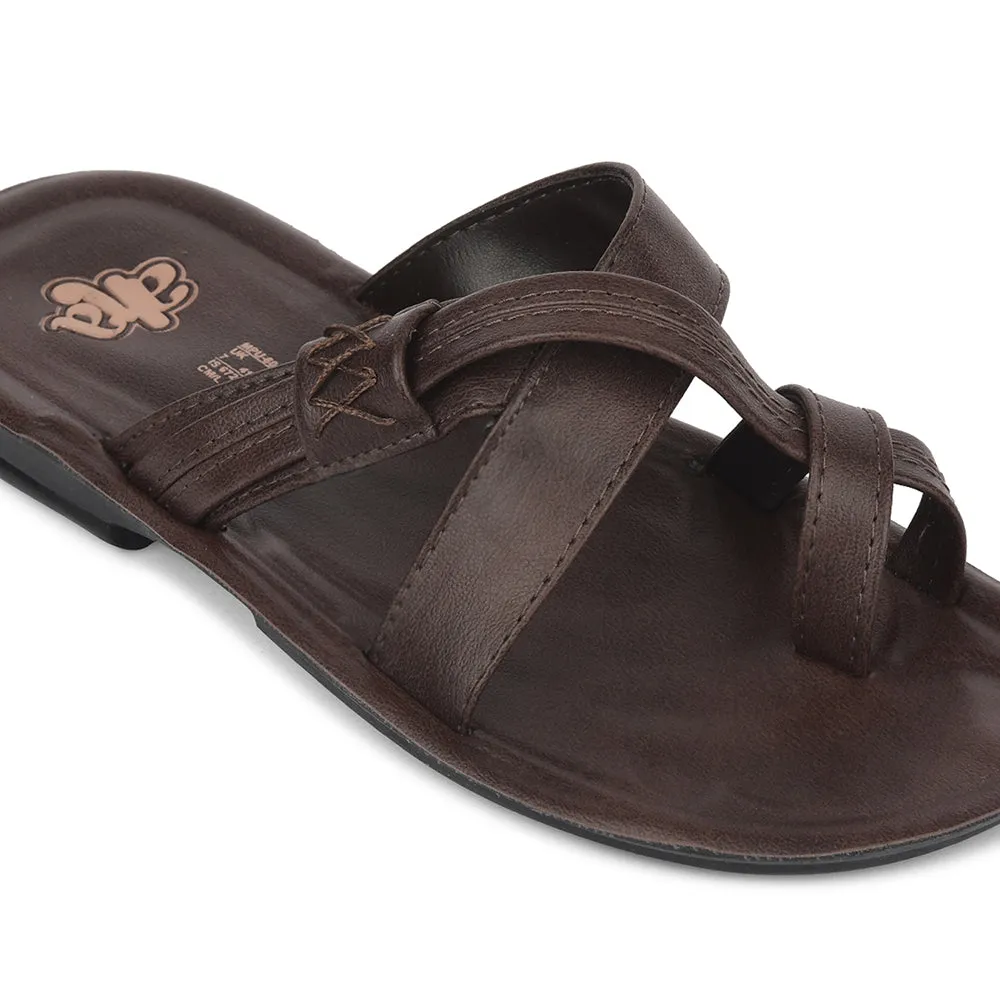 A-HA Brown Casual Flat Sandal For Men MPU-60 By Liberty Sandals Sparkle