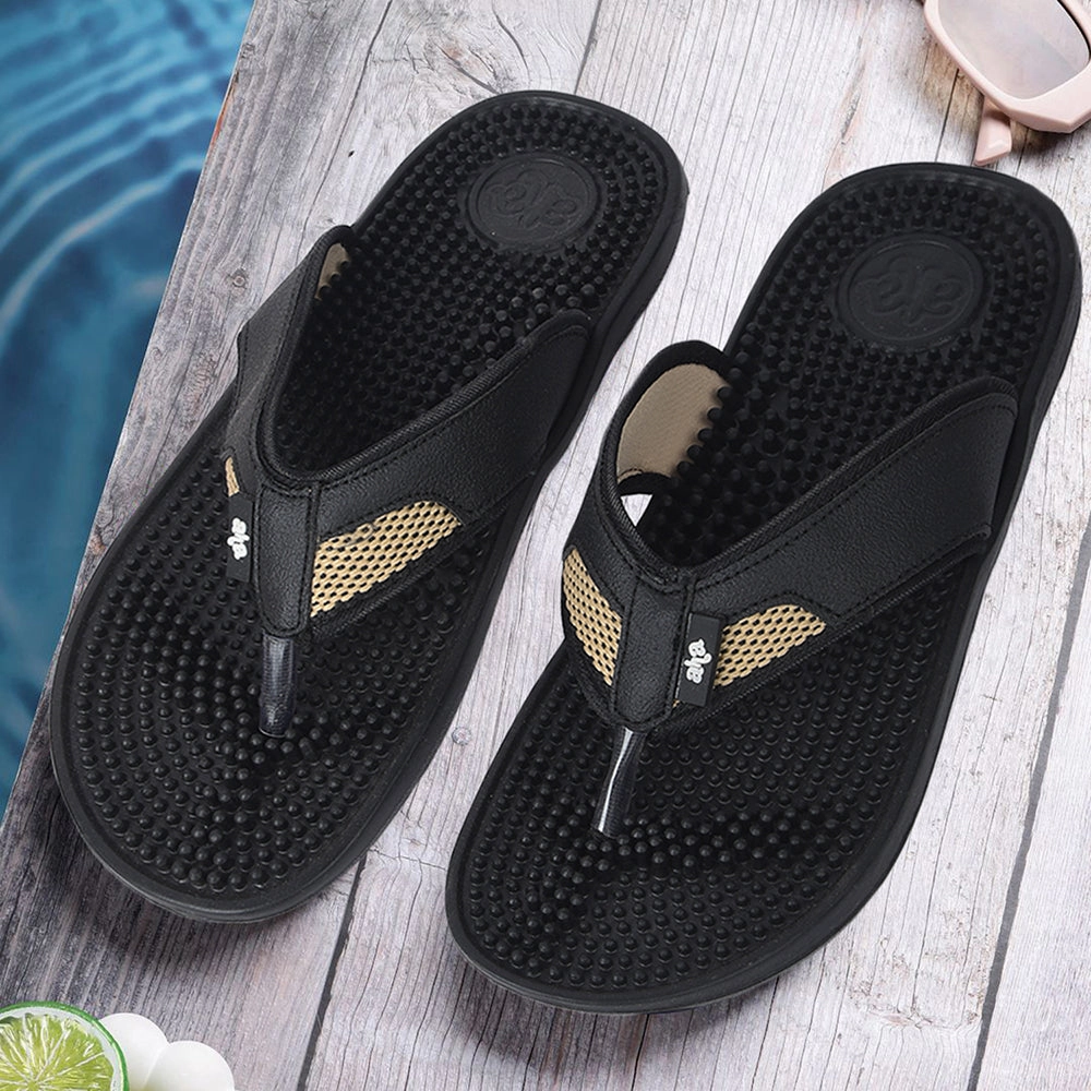 A-HA Black Casual Slipper For Men ACCUPRO1E By Liberty Faze Slippers