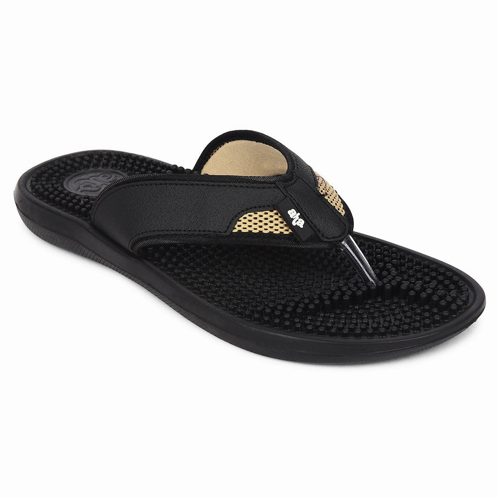 A-HA Black Casual Slipper For Men ACCUPRO1E By Liberty Orthodic Slippers
