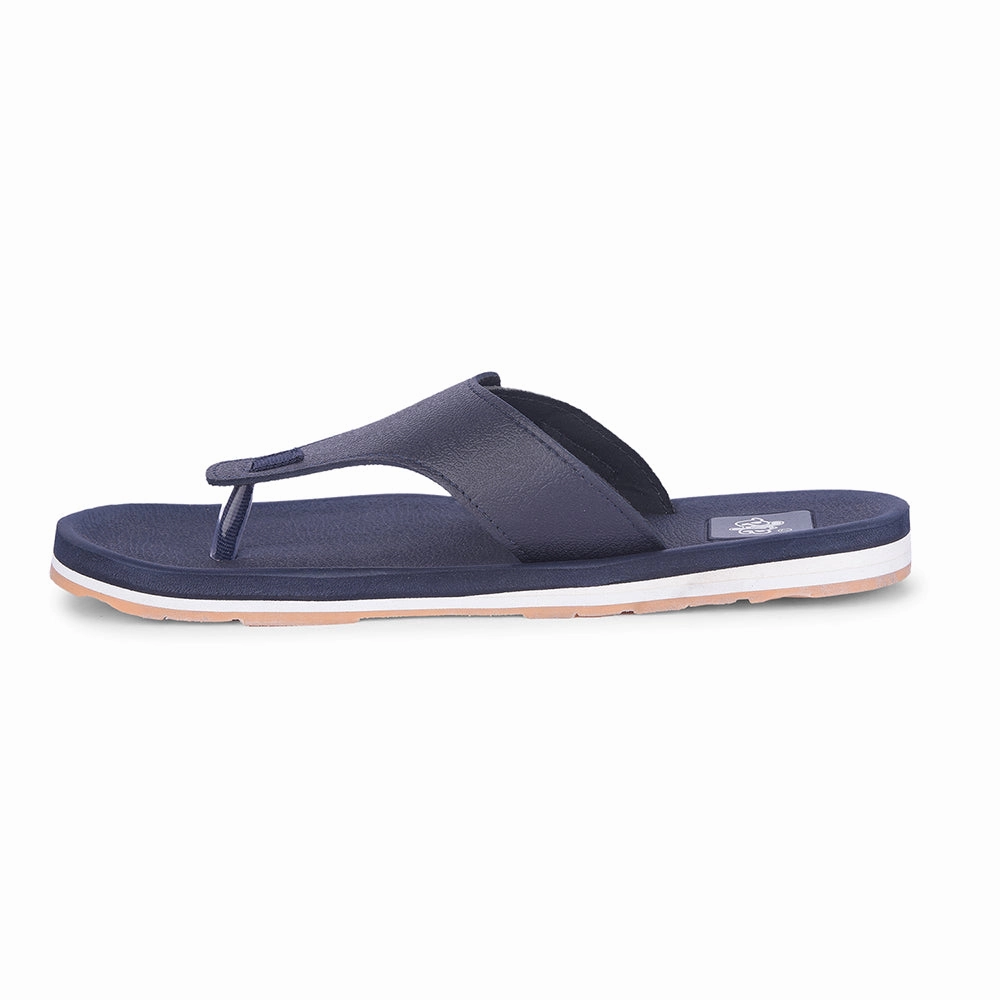 Leather Heeled Sandals A-HA Casual Navy Blue Flip Flop For Men ANCO-01 By Liberty