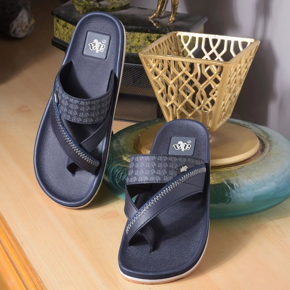 A-HA Casual Navy Blue Flip Flop For Men ANCO-02 By Liberty Medieval Slippers