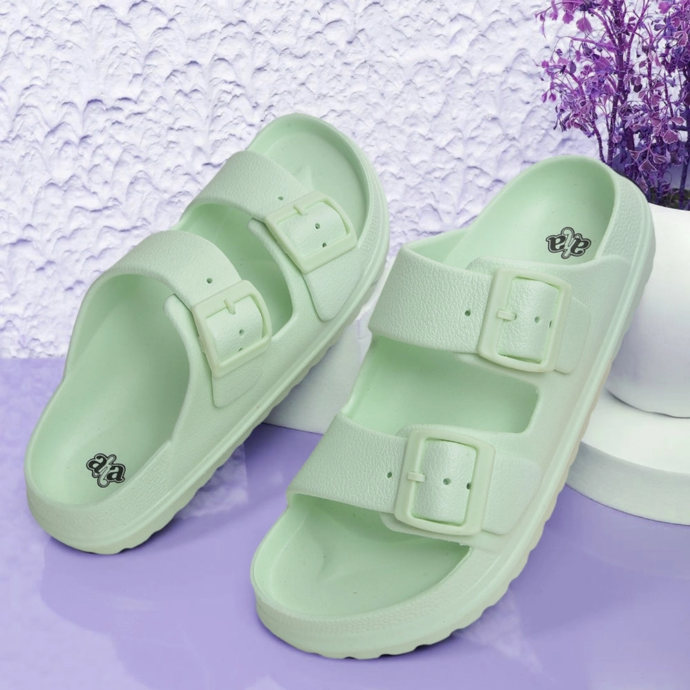 A-HA Light Green Casual Flat Sandal For Women EASYPRO By Liberty Cheap Shoes