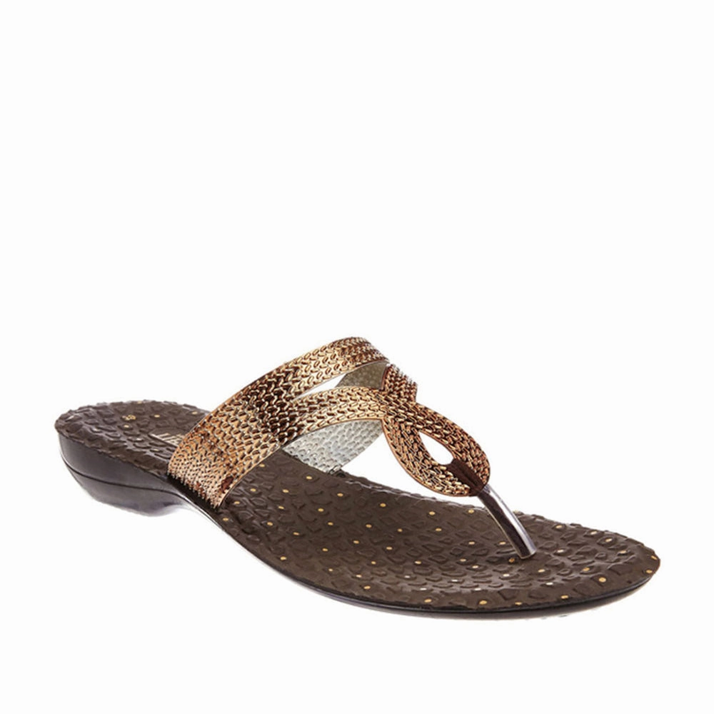 A-HA By Liberty ETHNIC-05 Women Ethnic Copper Slippers Mesh Slippers
