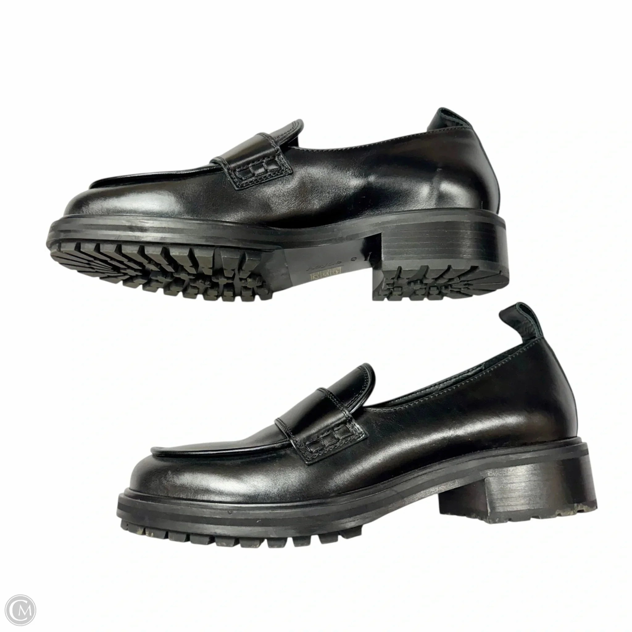 Shoes Flats By Aeyde In Black, Size: 9.5 Triangle-logo Slip-on Loafers