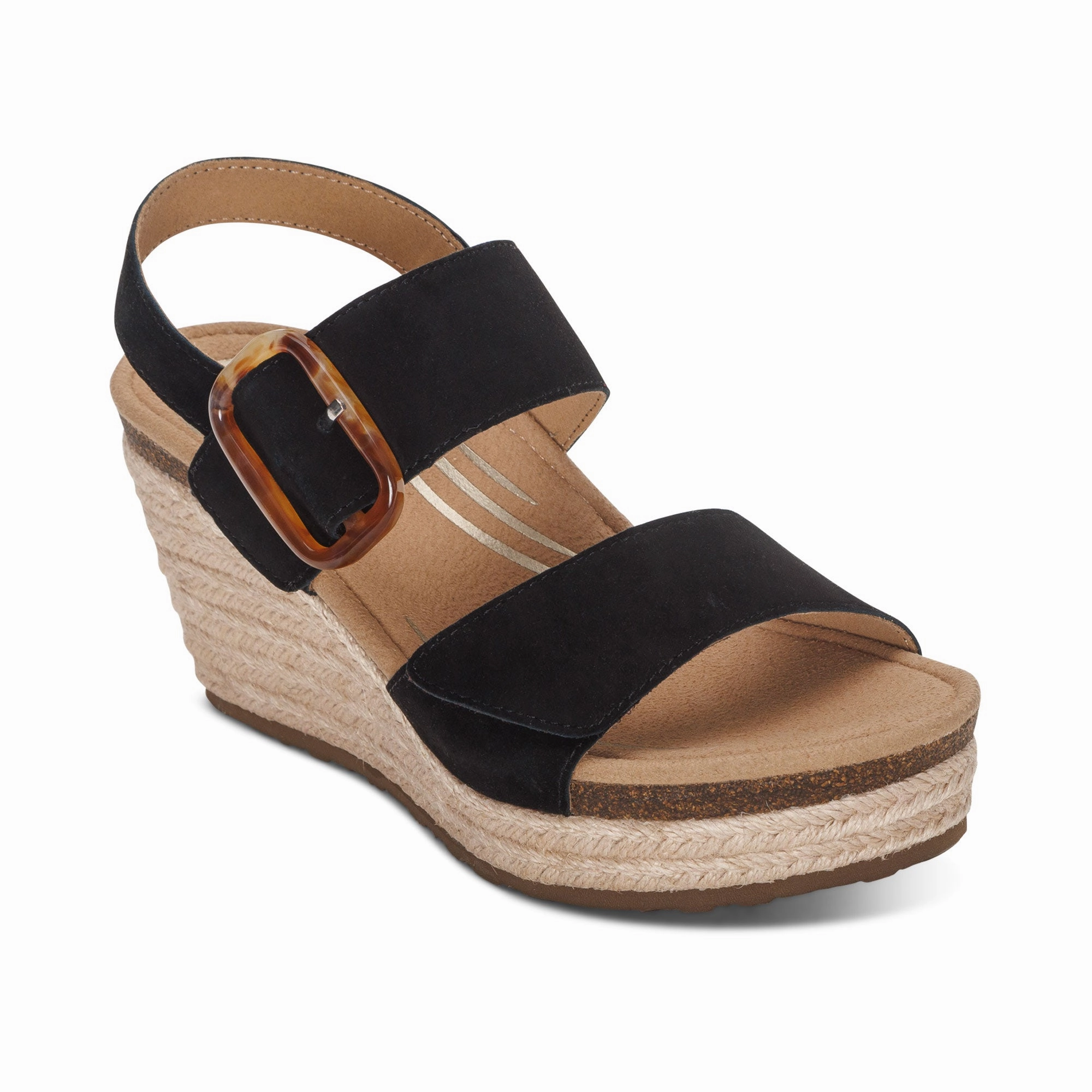 Sandals Caribbean Locations Aetrex Women's Ashley Espadrille Wedge Black