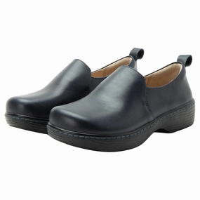 Orthopedic Flat Dress Shoes Alegria Orygin Navy Leather Shoe (Women's)