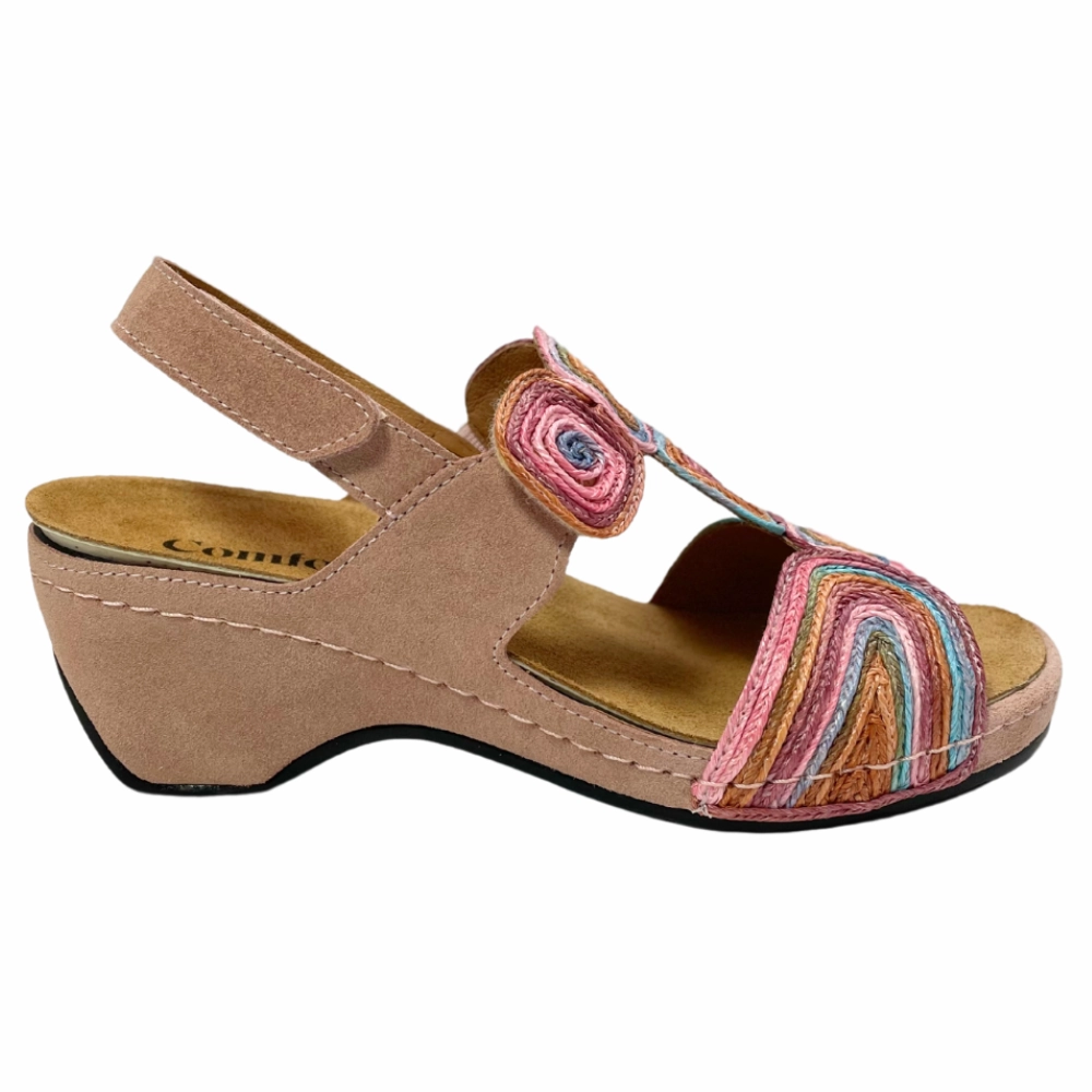 Comfort Class Georgia Pink Suede Combo Sandal (Women's) Sandals Wedges