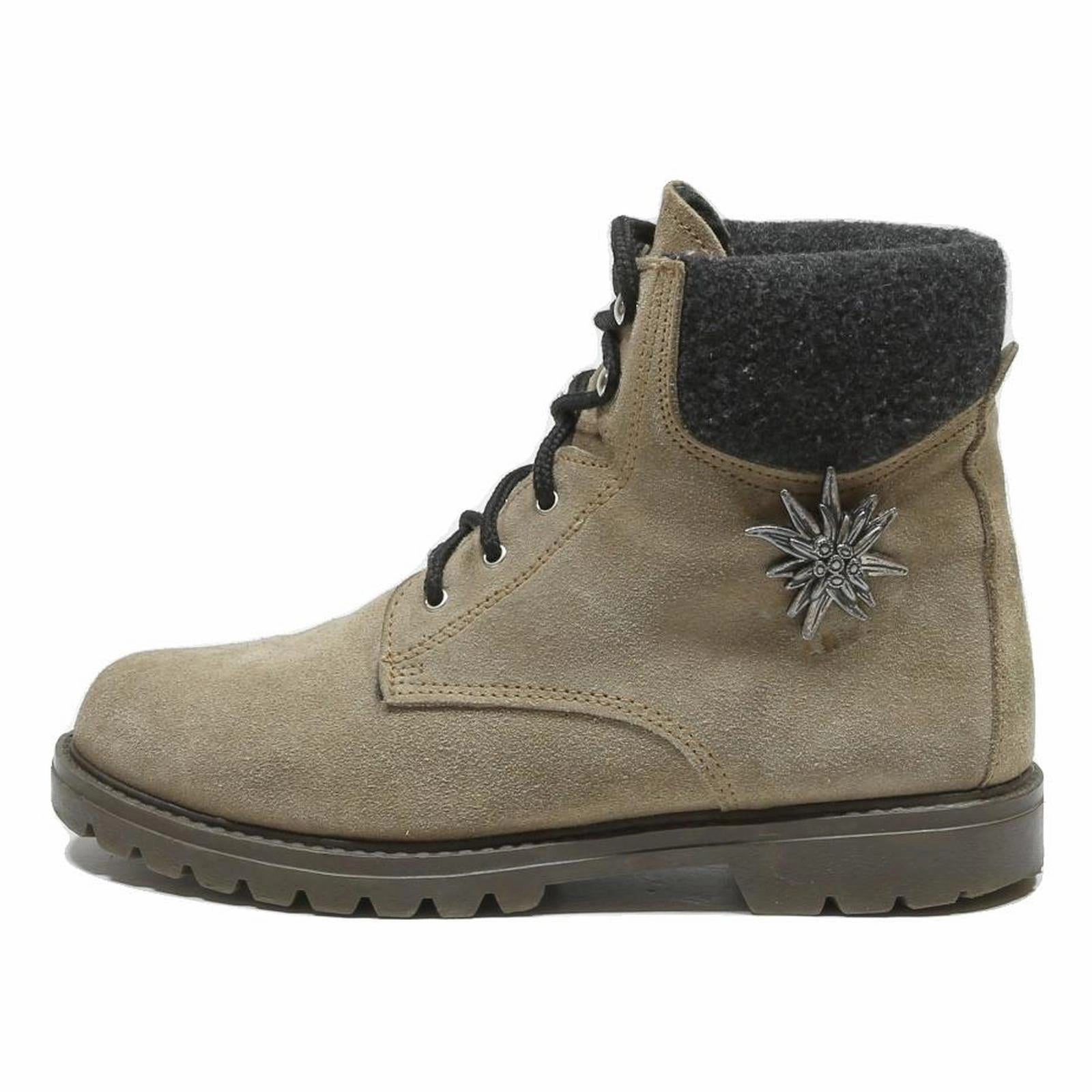 Roper Cowgirl Boots Womens Leather Ankle Boots Beige Black Lace-Up UK 7 Casual Winter