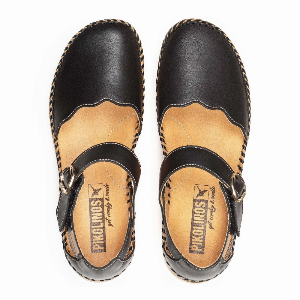 777 Sandals Pikolinos Marina Black Leather Sandal (Women's)