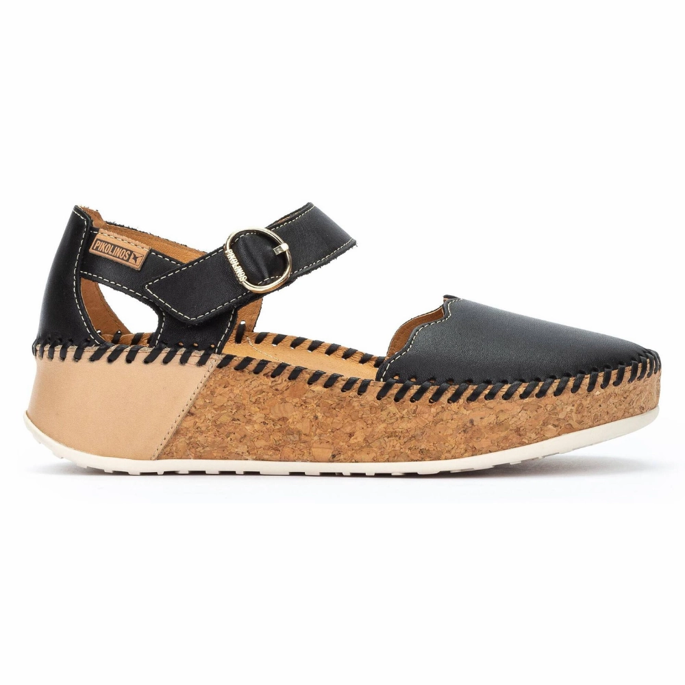 Sandals Hotels Caribbean Pikolinos Marina Black Leather Sandal (Women's)