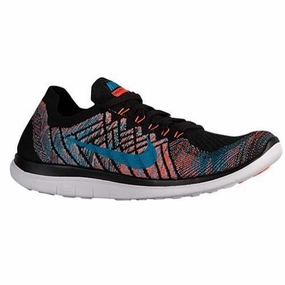 Skeleton Nike Shoes Free 4.0 Flyknit Running Shoe Black/Hyper OrangeCopaBlue Lagoon Size 10 DM US