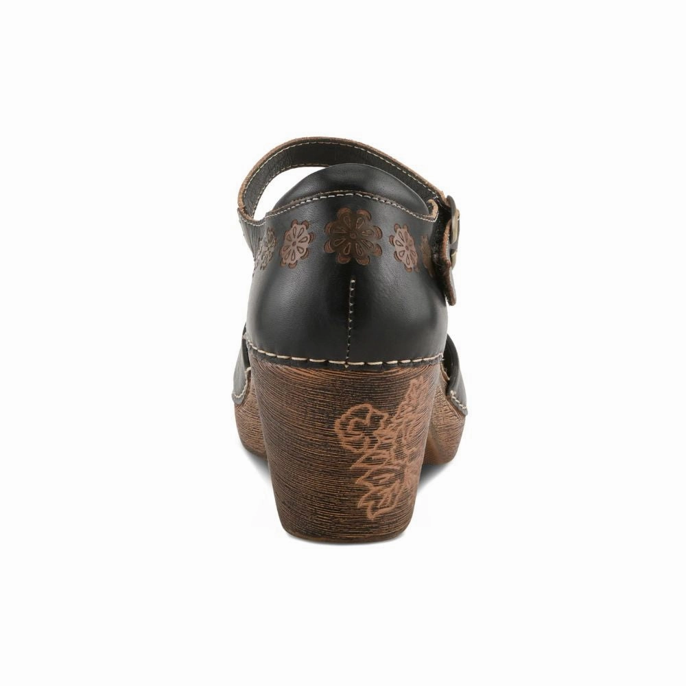 L'artiste By Spring Step Bridgitte Black Multi Leather Pump (Women's) Extra Wide Dress Shoes