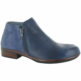 Boots Pointy Toe Naot Helm Bootie Ink Leather/Midnight Blue Suede (Women's)
