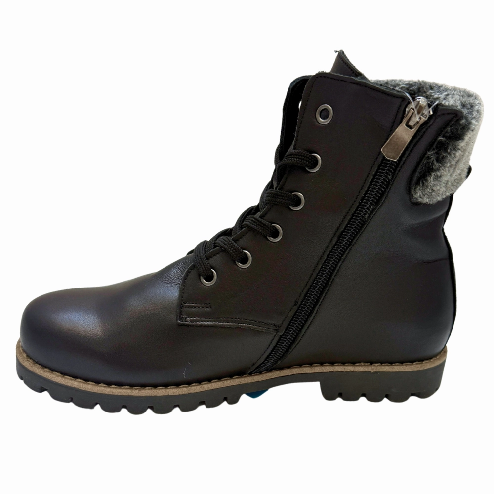 Military Boots For Men Andrea Conti Bucky-2 Black Leather Winter Boot (Women's)