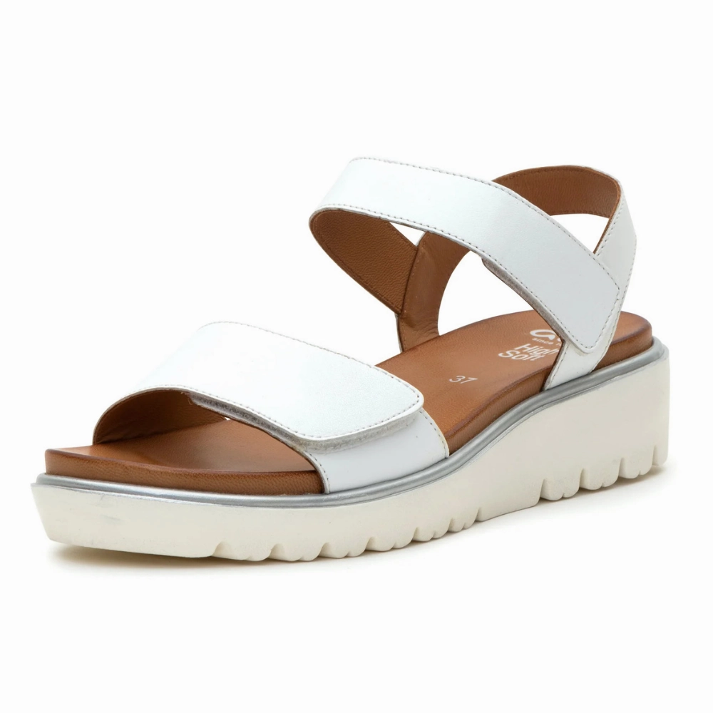 Sandals Plantation Ara Bellvue White Leather Platform Sandal (Women's)