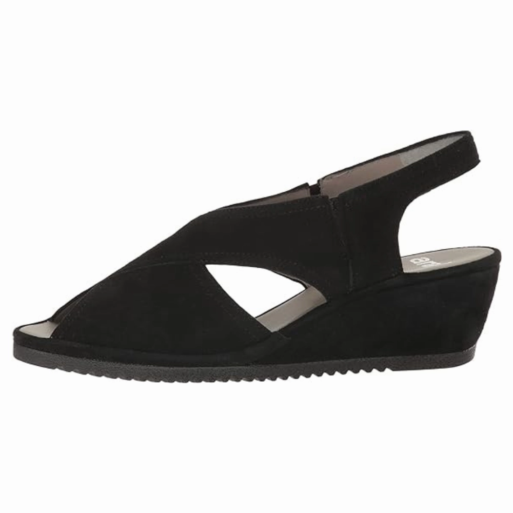Ara Camila Black Suede Sandal (Women's) Width Heeled Sandals