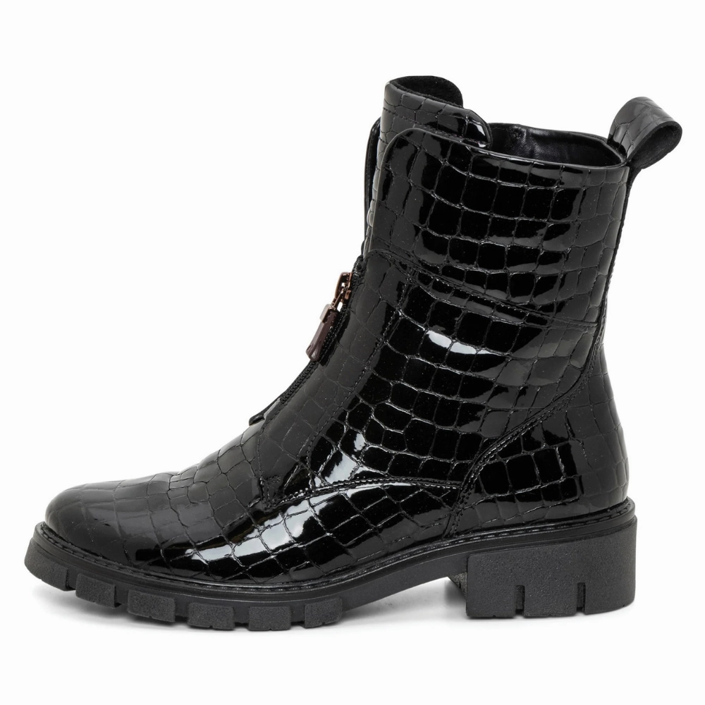 Hobnail Boots Ara Deon Black Croco Patent Leather Boot (Women's)