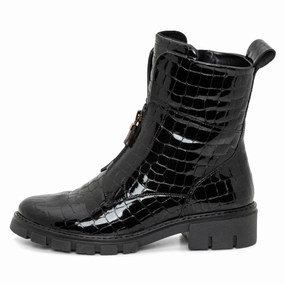 Ara Deon Black Croco Patent Leather Boot (Women's) Xtra Tough Boots