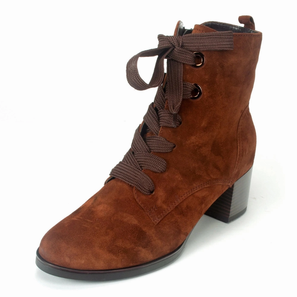 Dm's Boots Ara Fargo Nuts Velour Lace-Up Boot (Women's)