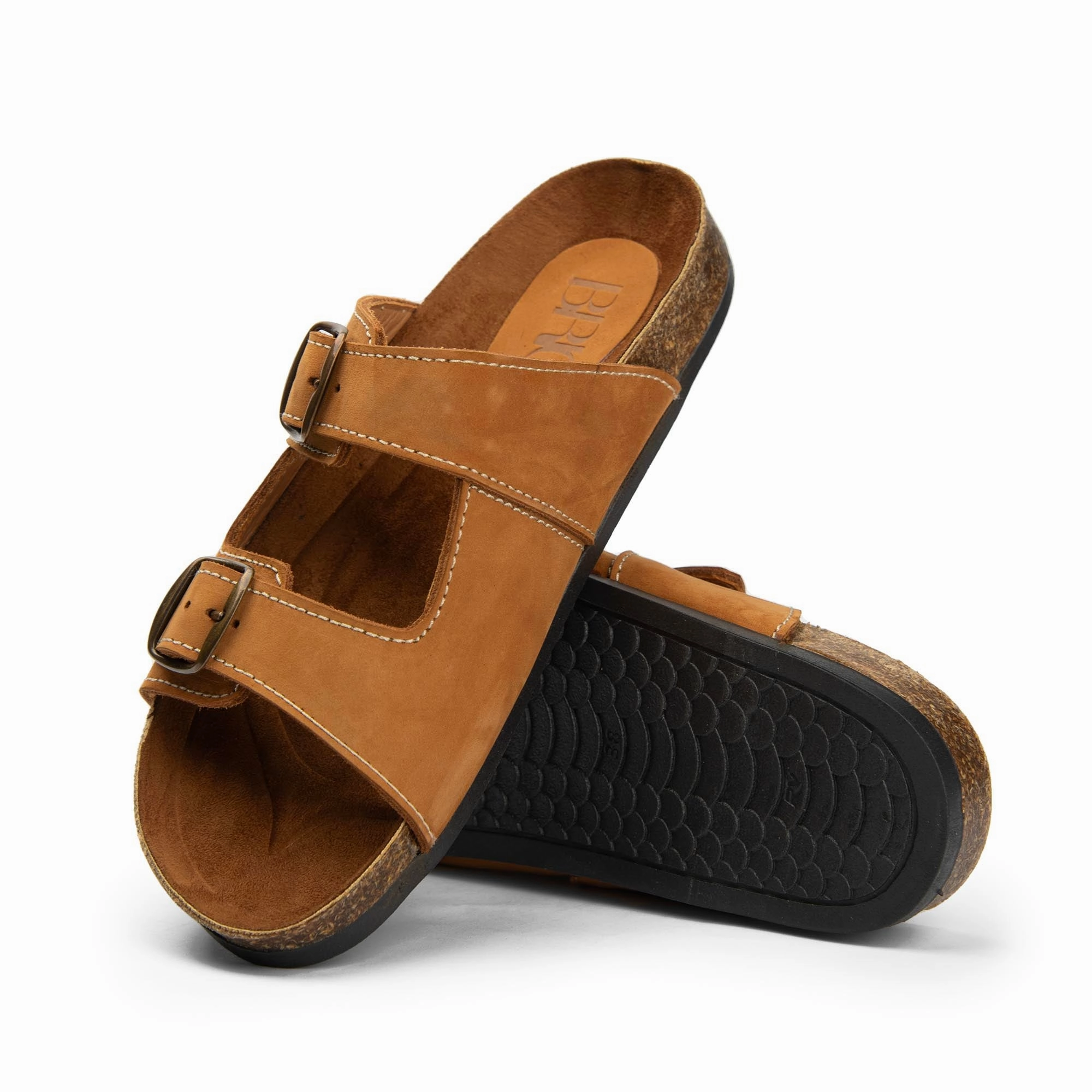 Man Slippers Arizona Beige Natural Leather Slippers