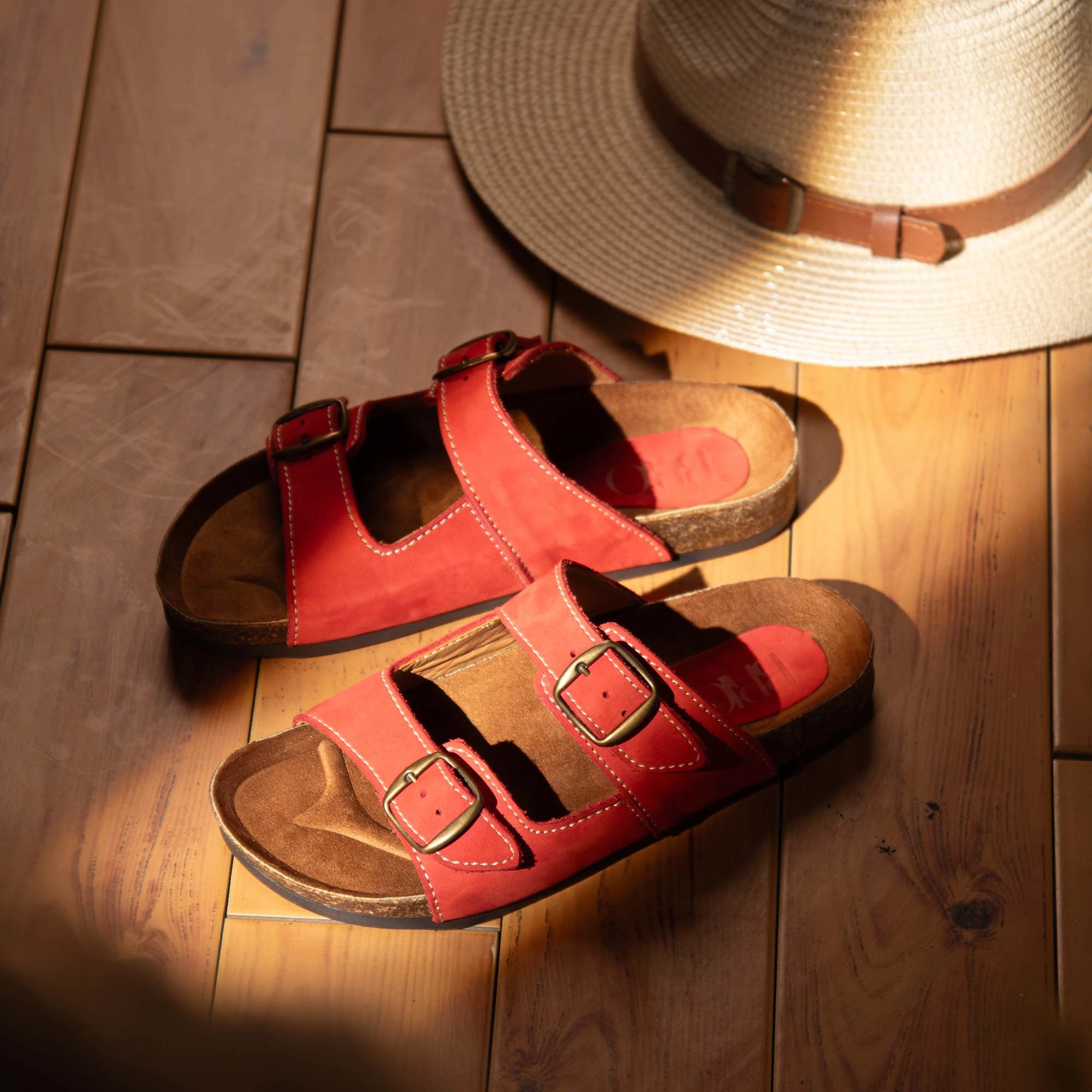 Arizona Red Natural Leather Slippers Food Slippers