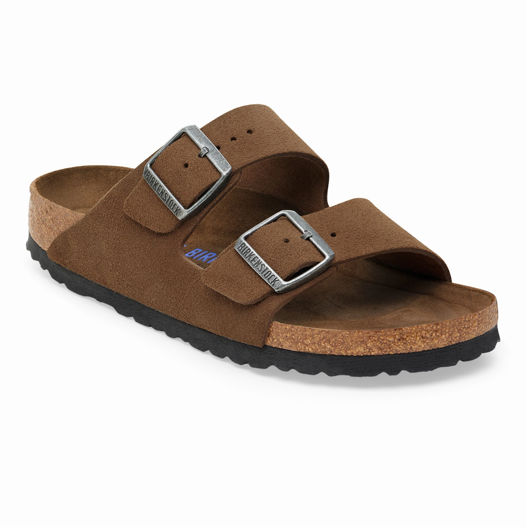 Arizona Soft Footbed Suede Leather Dark Tea Tonal Sandals Casual Comfort