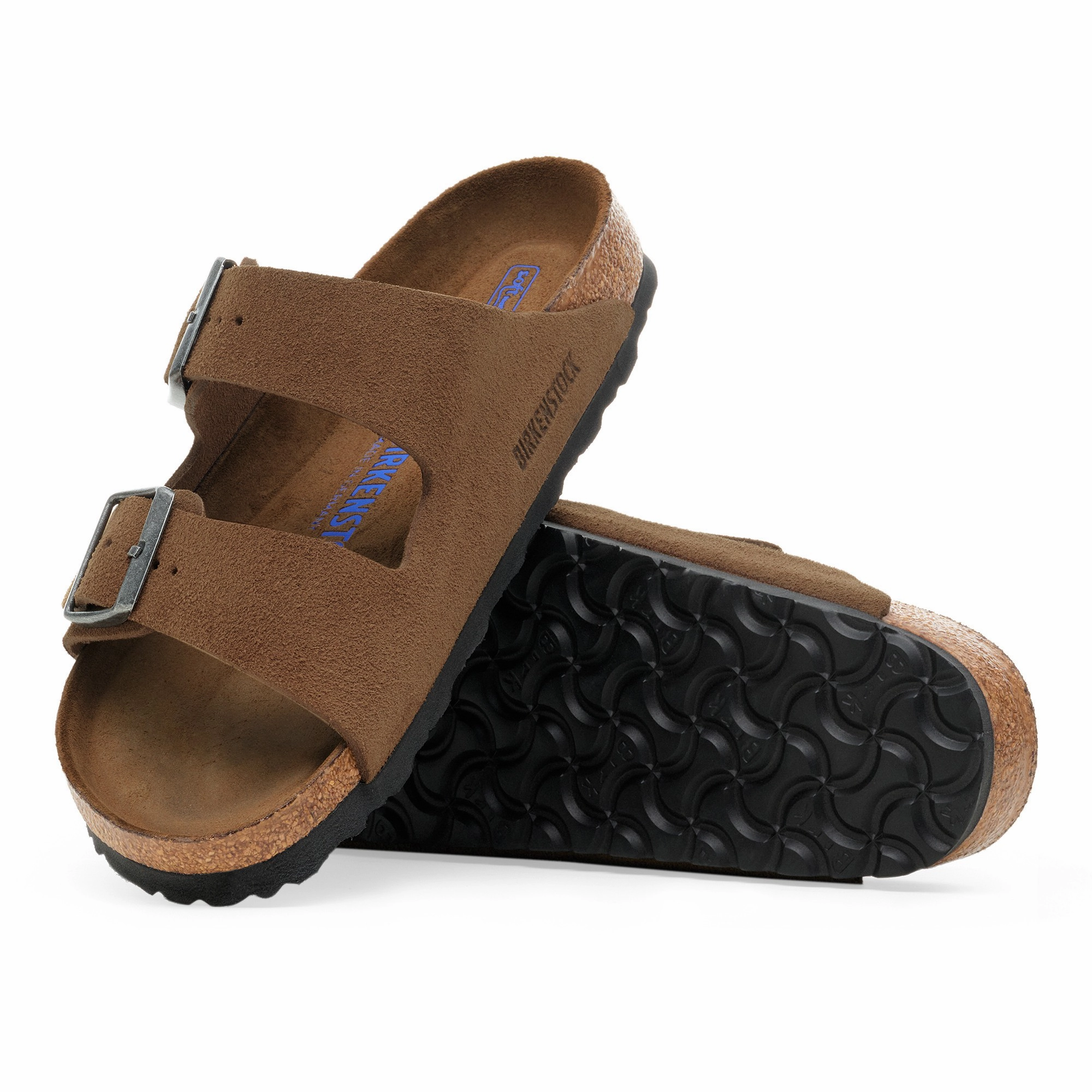 Arizona Soft Footbed Suede Leather Dark Tea Tonal Sarto Sandals