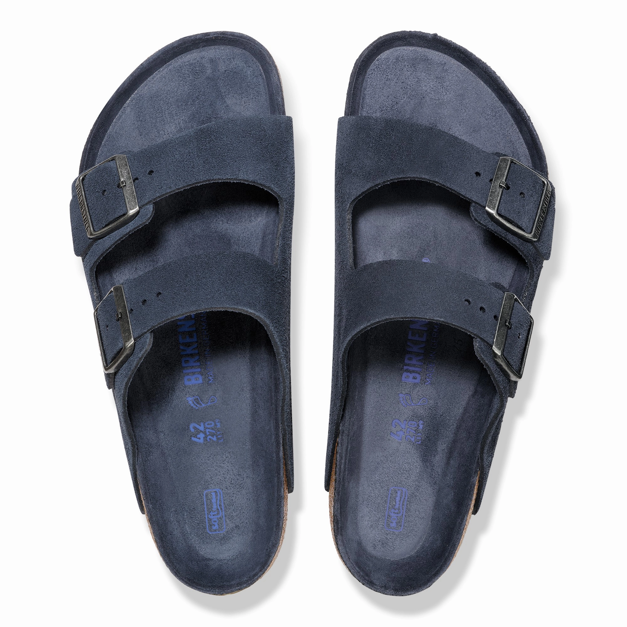Arizona Soft Footbed Suede Leather New Navy Tonal Benassi Slide Sandals