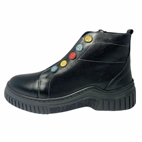 Eric Nurnberg Dugme Black Leather Boot (Women's) Orthopedic Boots For Plantar Fasciitis