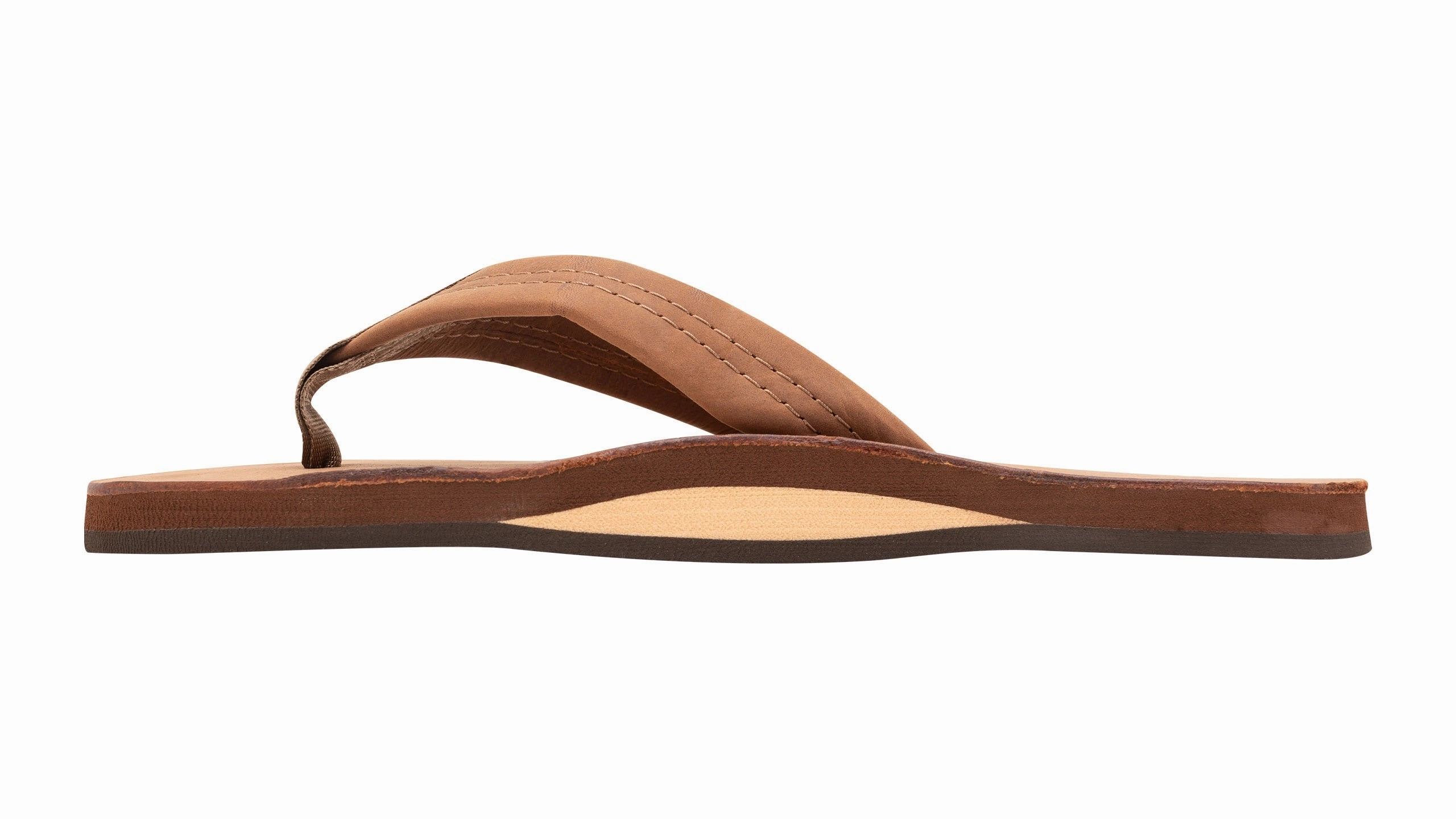 Sandals For Older Rainbow Double Layer Leather Sandal-Redwood