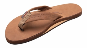 Arch Supporting Sandals Rainbow Double Layer Leather Sandal-Redwood