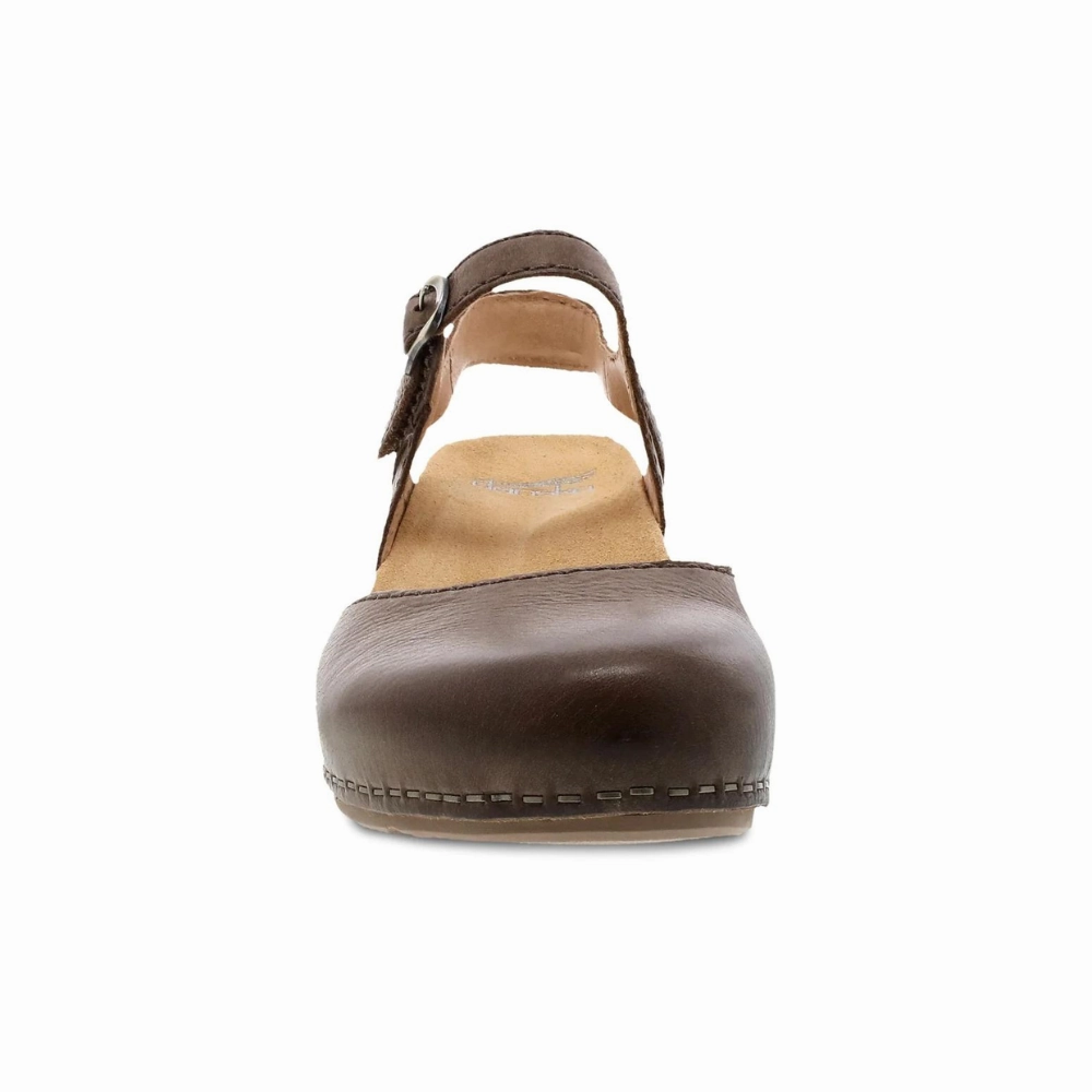 Dansko Tiffani Brown Milled Burnished Mary Jane (Women's) Orthofeet Sandals