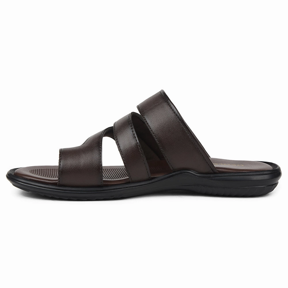 Black Flat Slides Healers Brown Casual Slipper For Mens AOL-12 By Liberty
