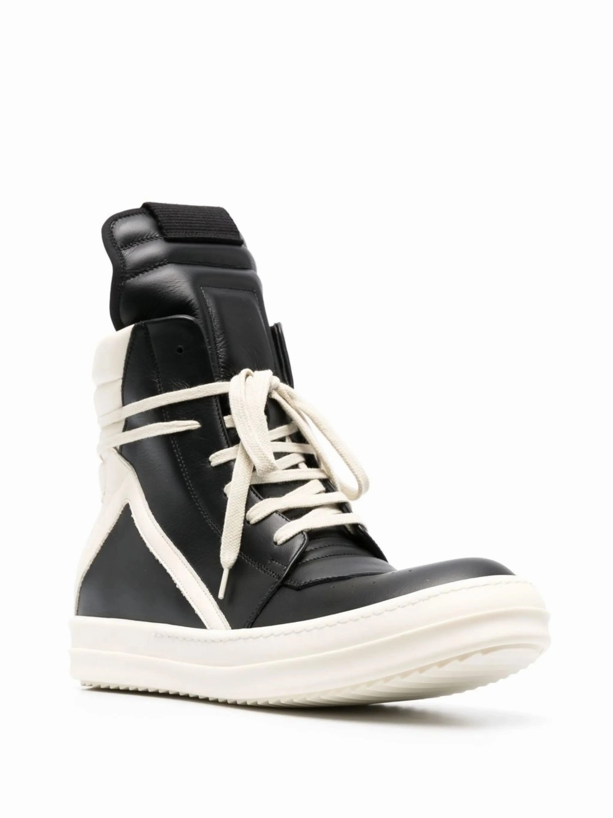 Black Geobasket High Top Sneakers Flat Mary Jane Shoes Double Strap