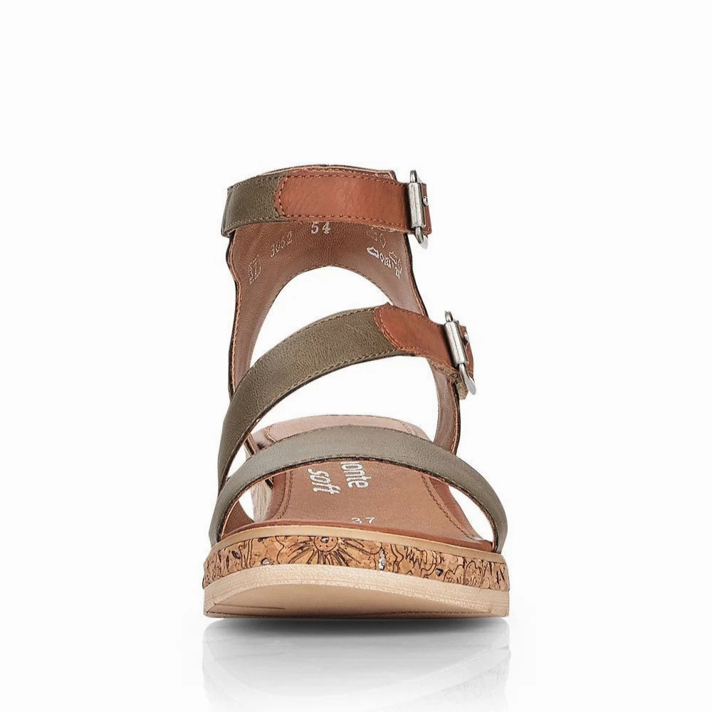 Remonte D3052 Forest/Cayenne Wedge Sandal (Women's) Spanish Sandals