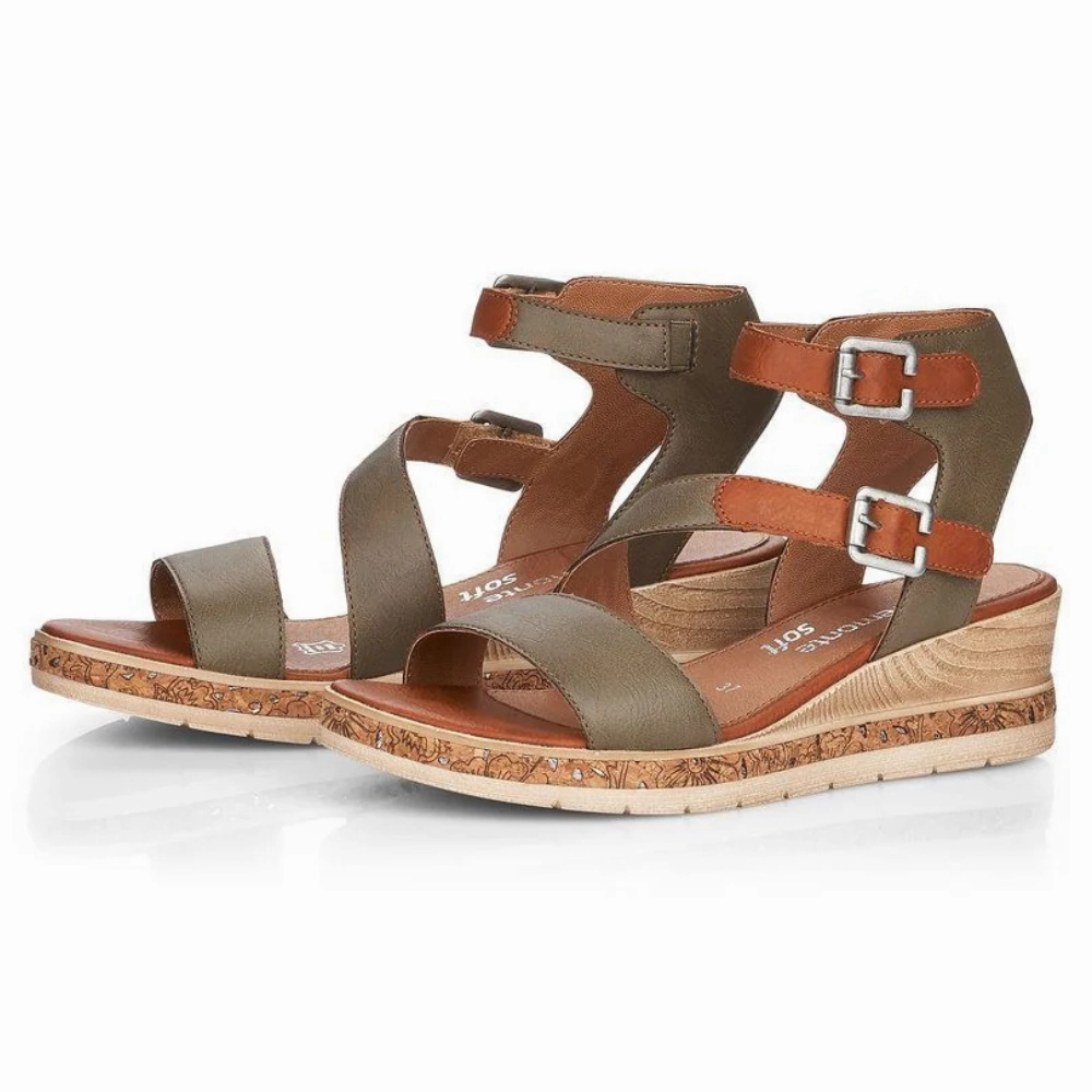 Remonte D3052 Forest/Cayenne Wedge Sandal (Women's) Brynn Sandals