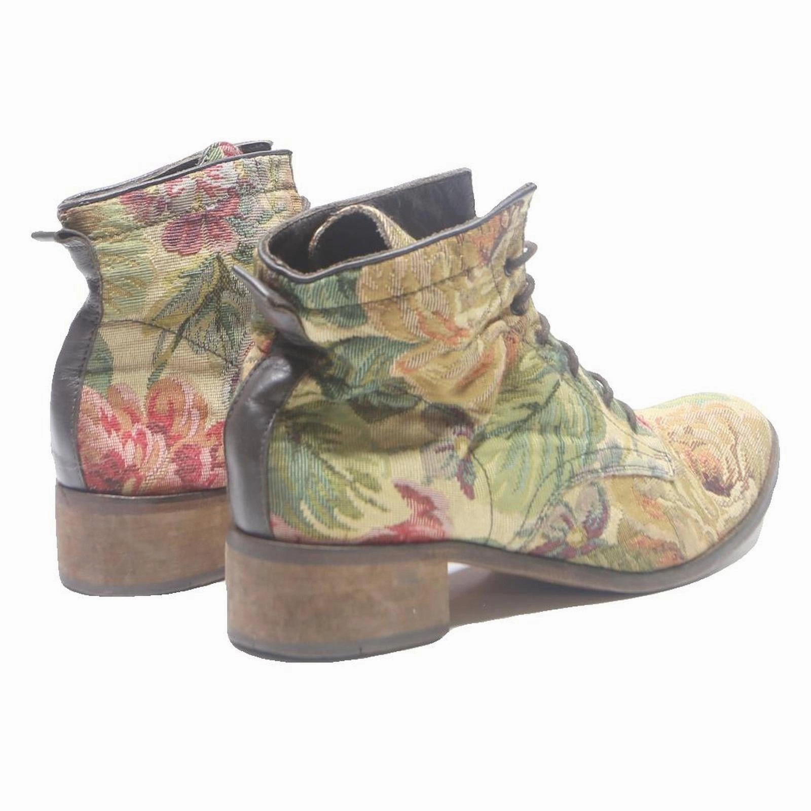 CUCITURA Floral Pattern Womens Ankle Boots Canvas UK 4 Elegant Vintage Style Cowboy Boots Austin Tx