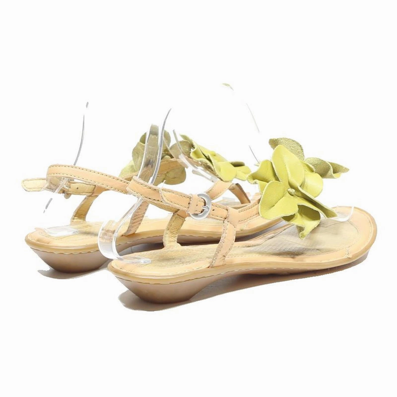 Inexpensive Birkenstock Sandals BORN Womens Leather Sandals Beige Green UK 5 Floral Detail Adjustable Strap