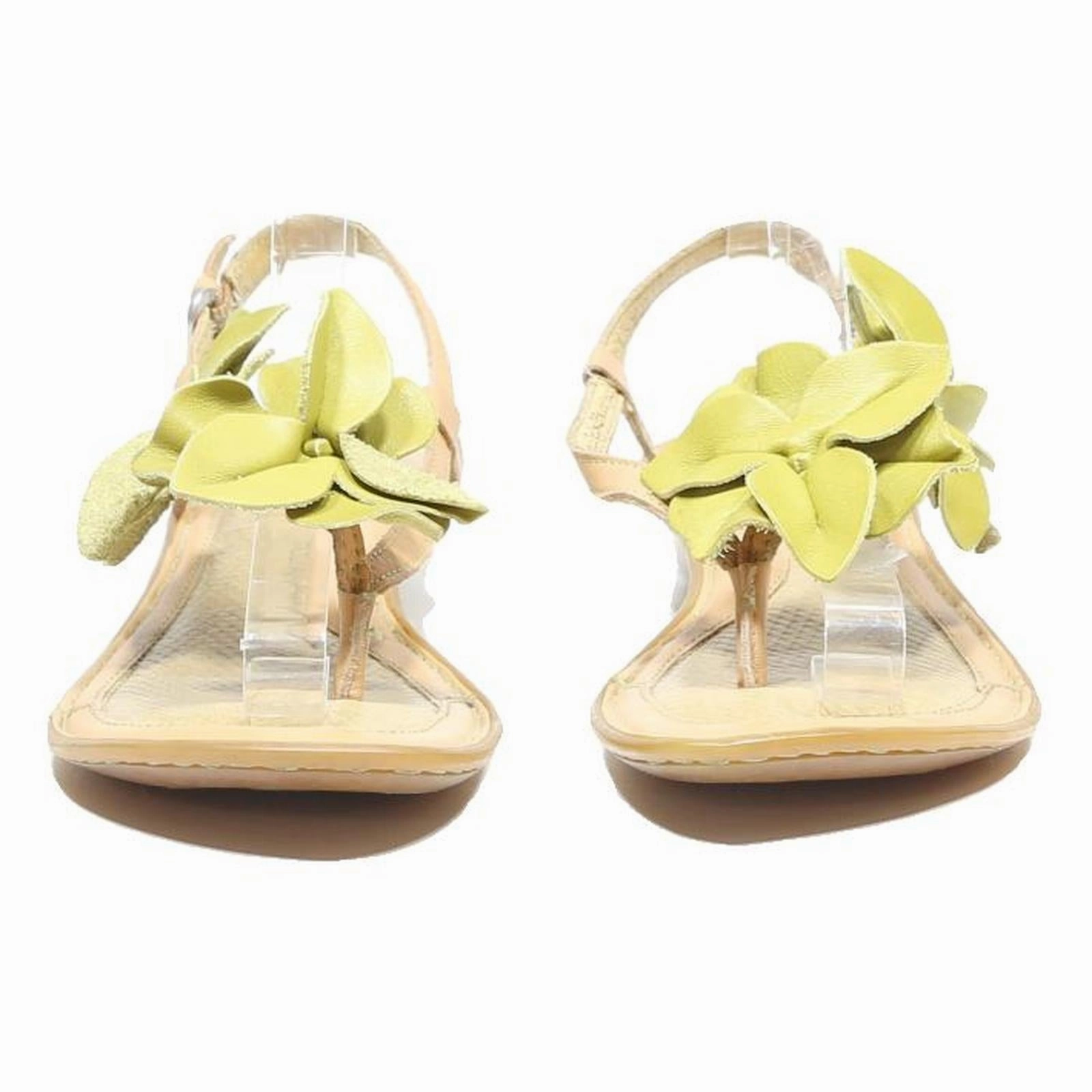 Sandals Punta Cana BORN Womens Leather Sandals Beige Green UK 5 Floral Detail Adjustable Strap