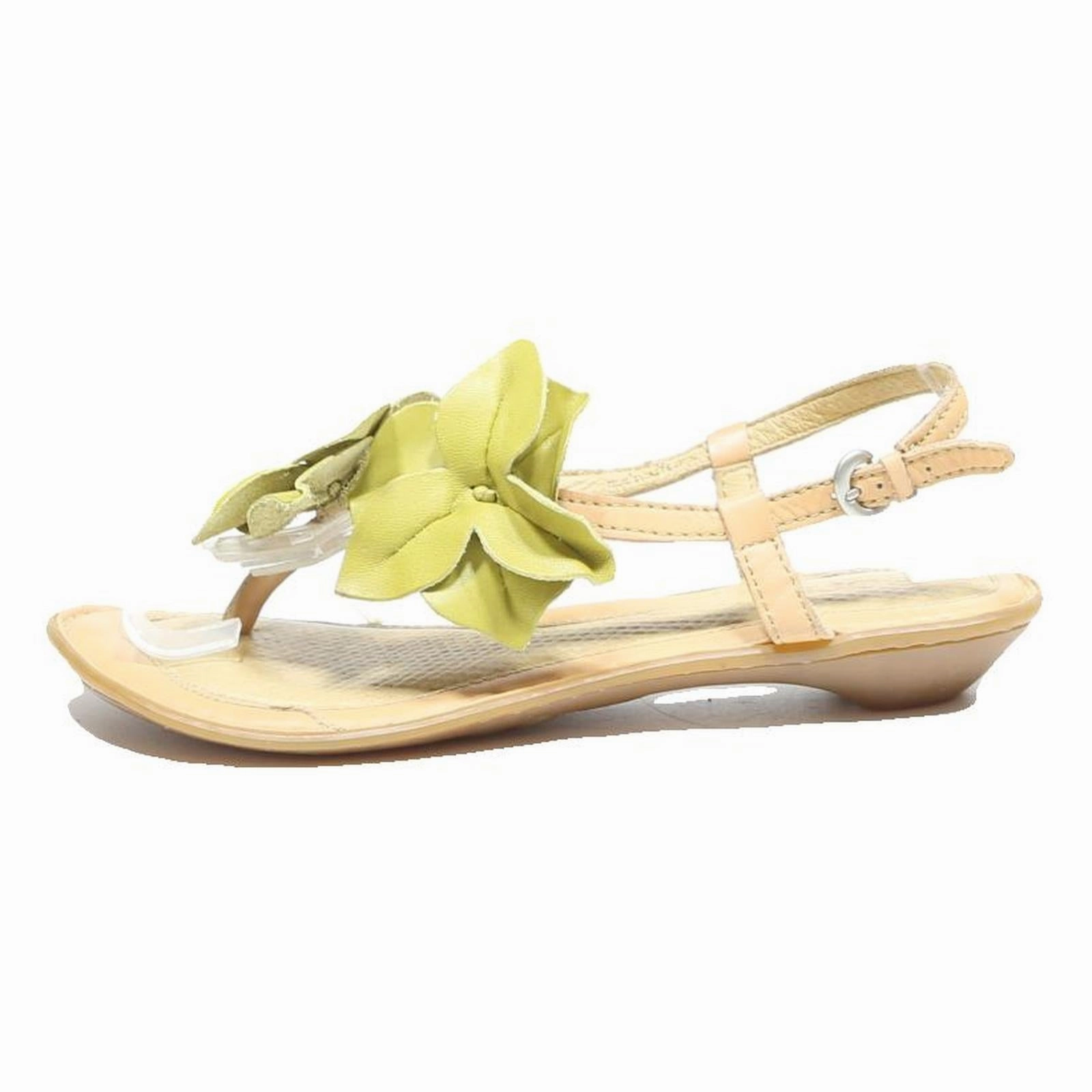 Bridget Sandals BORN Womens Leather Sandals Beige Green UK 5 Floral Detail Adjustable Strap