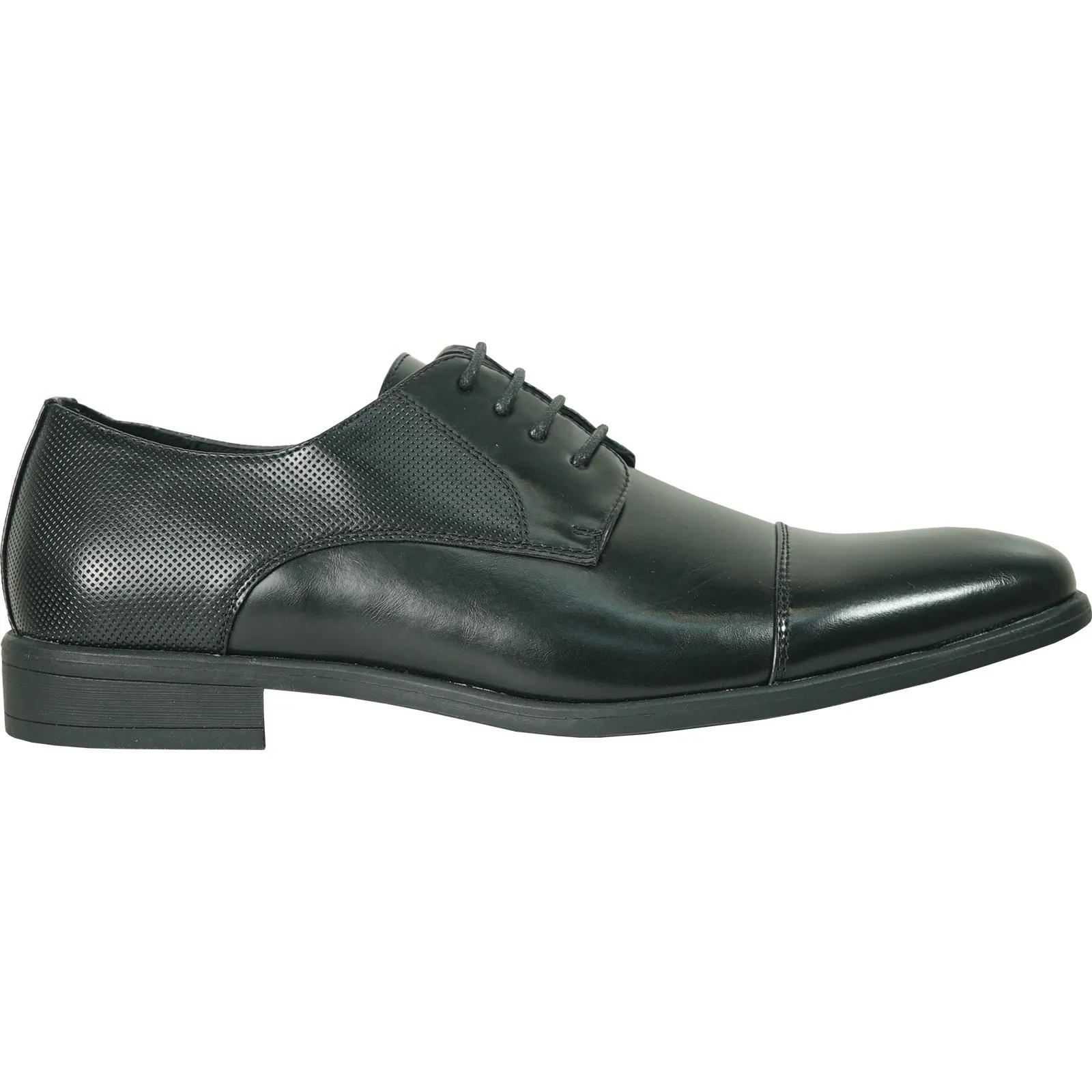 BRAVO Men Dress Shoe KING-6 Oxford Shoe Black - Medium and Wide Width Available Step In Dress Shoes