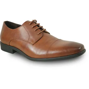 Italian Leather Dress Shoes BRAVO Men Dress Shoe KING-6 Oxford Shoe Cognac - Medium and Wide Width Available