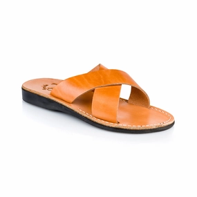 Elan - Leather Cross Strap Sandal | Tan Bendables Sandals