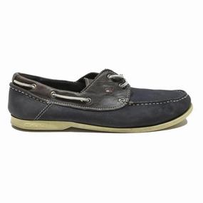 TOMMY HILFIGER Navy Blue Mens Leather Loafer Boat Shoes UK 9 Casual Elegant Dr Martins Loafers