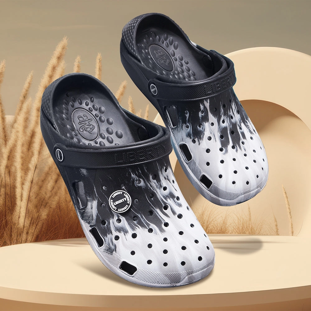 A-HA Black Slingback Clogs For Men LPMXT-961E By Liberty Fur Sandals