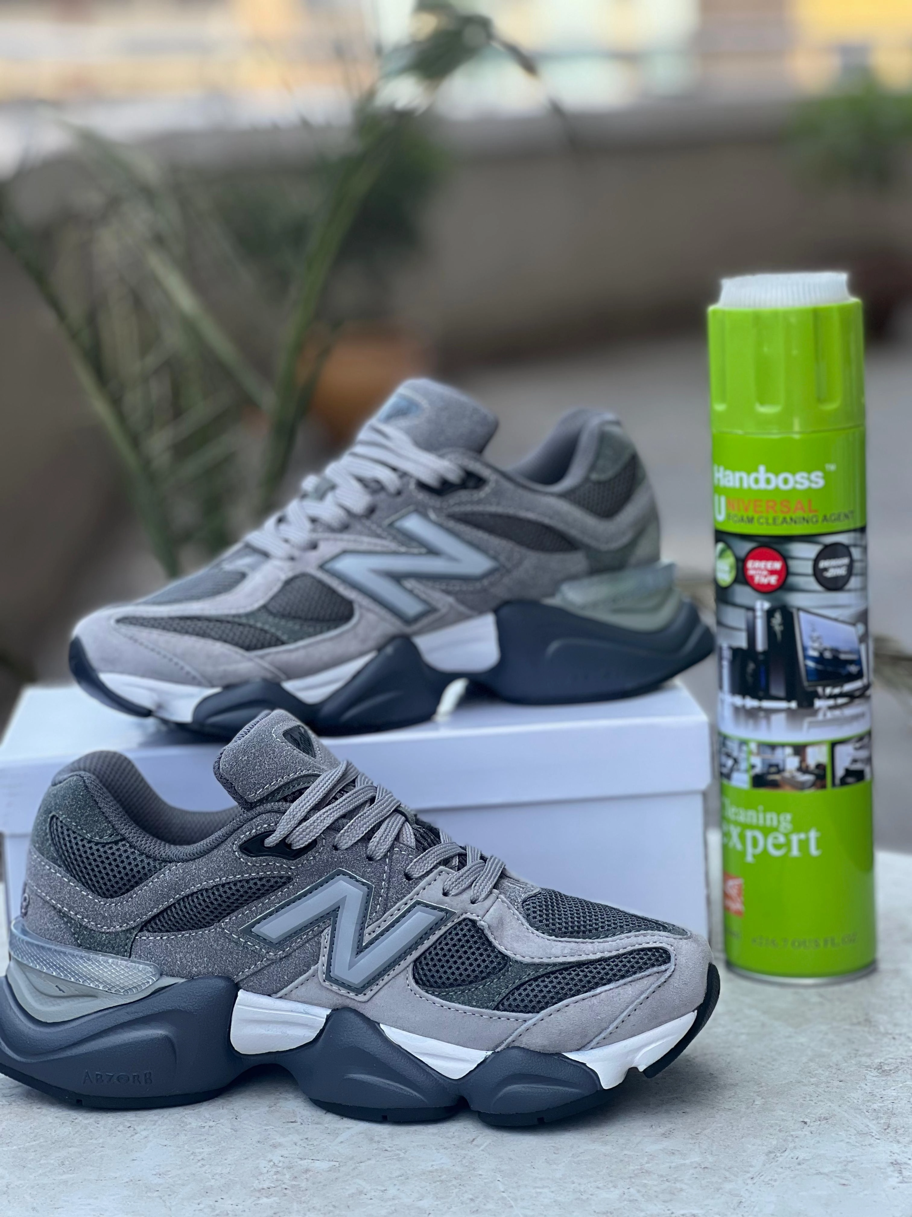 New Balance 9060- Triple Grey Metallic Platform Sneakers