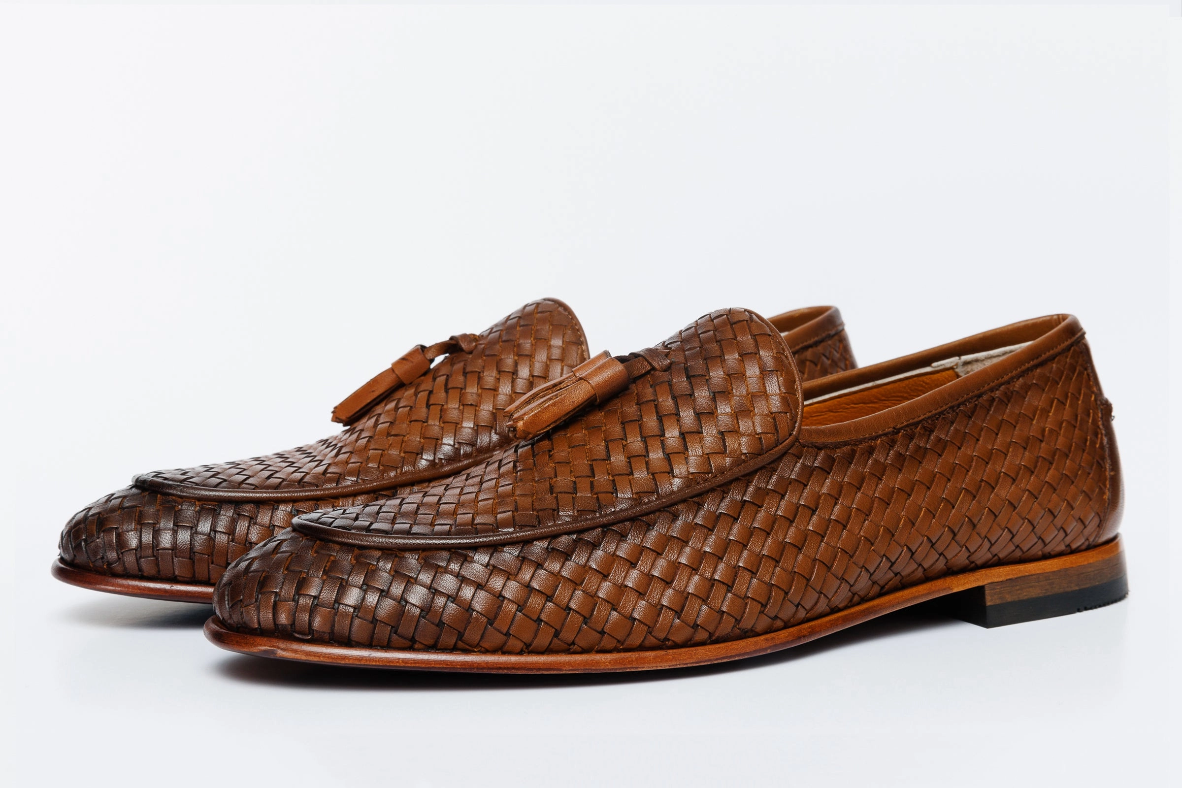 The Mclean Shoe Tan Woven Tassel Loafer Men  Shoe Closed Toe Shoes With Maxi Dress